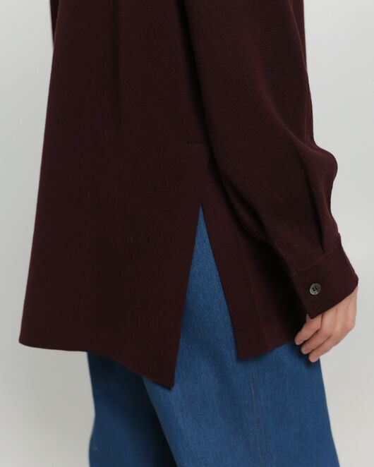 Рубашка из шерсти мериноса оверсайз бургунди от byME 