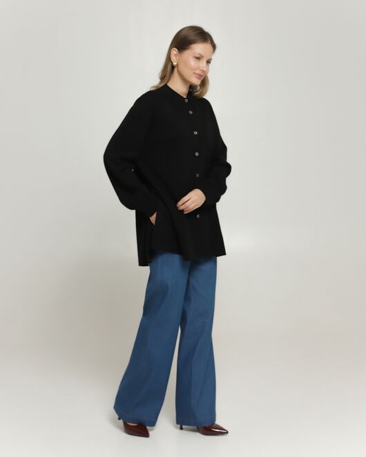 Рубашка из шерсти мериноса оверсайз черная от byME 