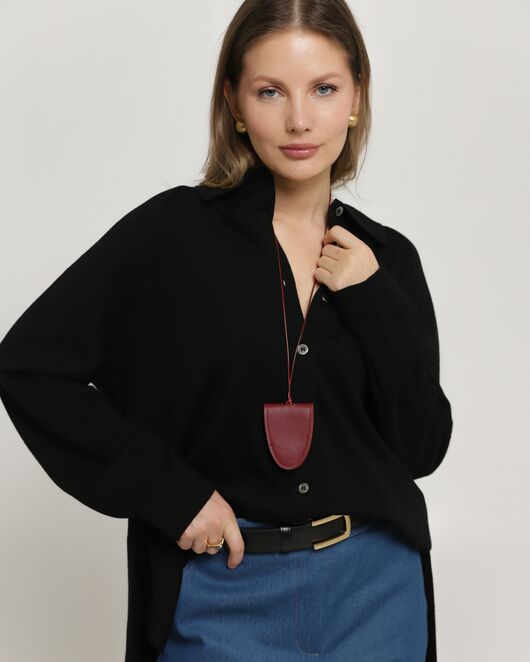 Рубашка из шерсти мериноса оверсайз черная от byME 