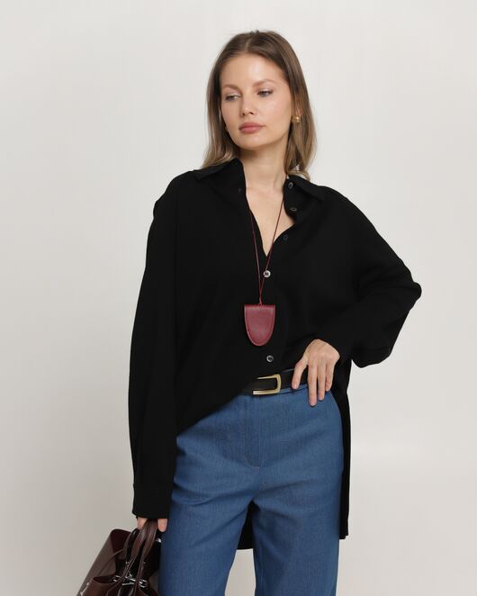 Рубашка из шерсти мериноса оверсайз черная от byME 