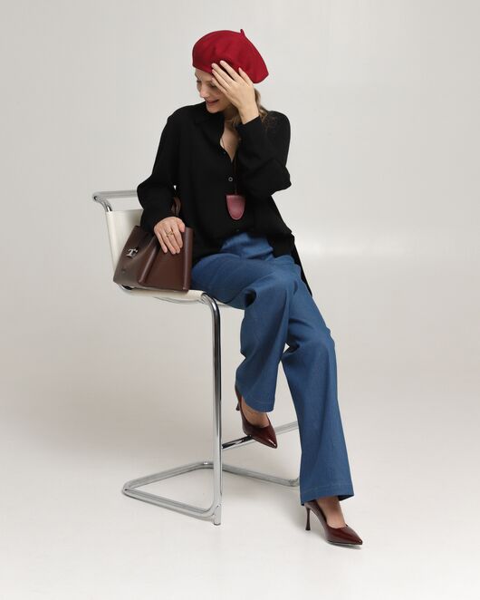 Рубашка из шерсти мериноса оверсайз черная от byME 