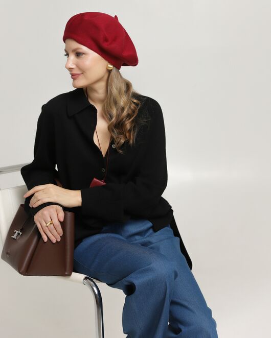 Рубашка из шерсти мериноса оверсайз черная от byME 