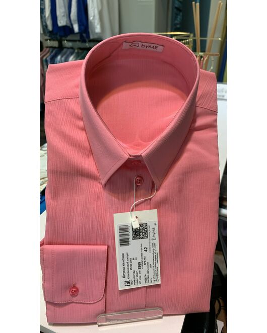 Рубашка хлопковая розовая из  жатой фактуры 8869 от byME 