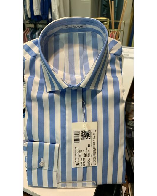 Рубашка хлопковая в голубую полоску 8901 от  