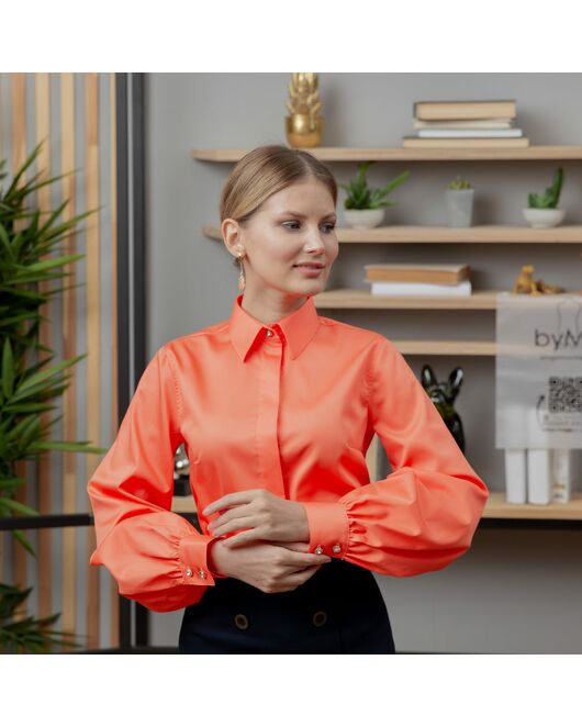 Женская рубашка с объемным рукавом - 8152 от byME 