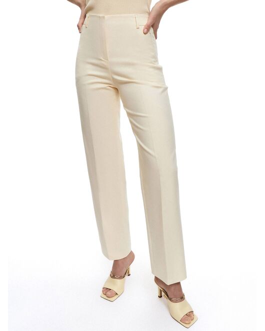 Прямые женские брюки молочного цвета от byME 