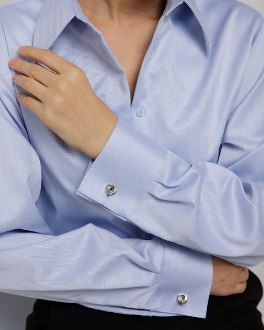Рубашка хлопковая с универсальным манжетом голубая - 8968 от byME 