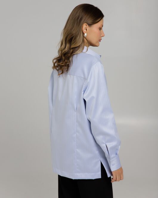 Рубашка хлопковая с универсальным манжетом голубая - 8968 от byME 