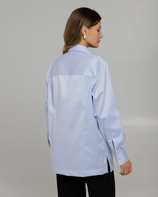 Рубашка хлопковая с универсальным манжетом голубая - 8968 от byME 