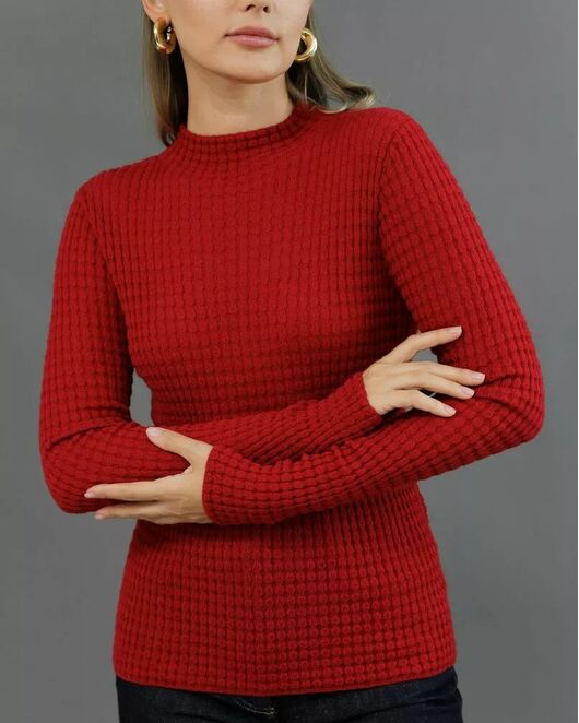 Джемпер из шерсти мериноса тонкой вязки вишневый от byME 