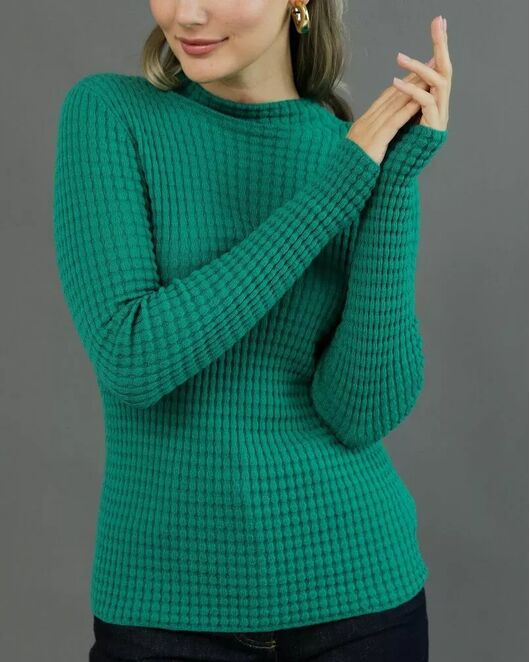 Джемпер из шерсти мериноса тонкой вязки зеленый от byME 