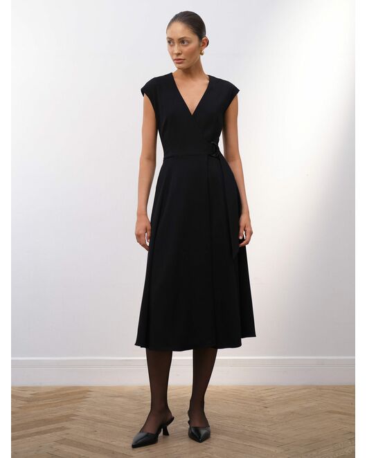 Платье миди на запах черное от byME 