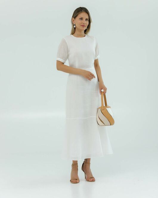 Платье женское белое из крапивы-025002-white от Luisa Wang 