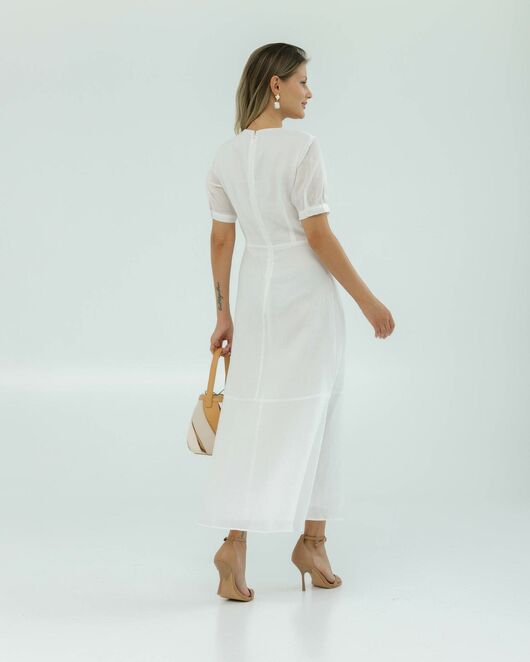 Платье женское белое из крапивы-025002-white от Luisa Wang 