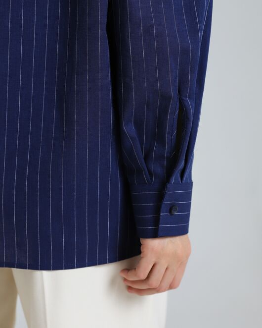 Женская рубашка из хлопка синяя в полоску 8974 от byME 