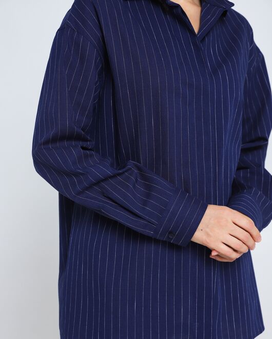 Женская рубашка из хлопка синяя в полоску 8974 от byME 