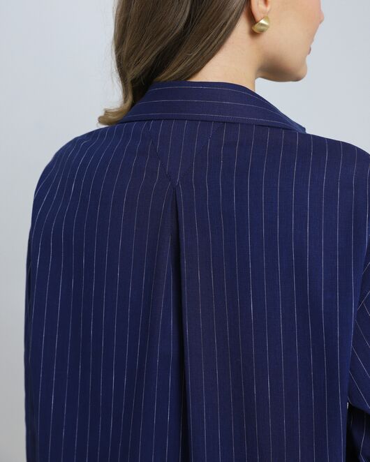 Женская рубашка из хлопка синяя в полоску 8974 от byME 