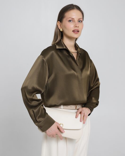 Женская рубашка и вискозы коричневая 8976 от  