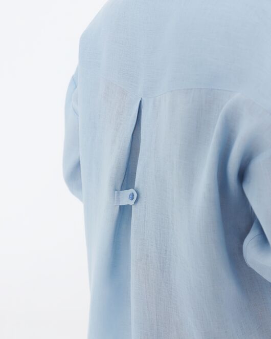 Женская рубашка голубая льняная 8977 от  