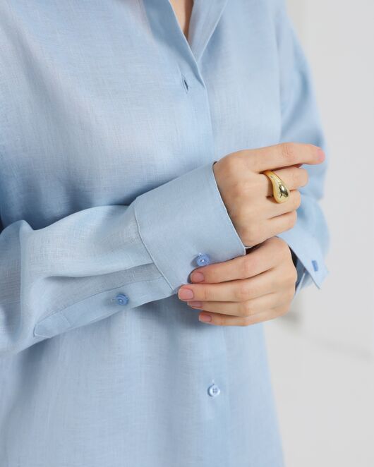 Женская рубашка голубая льняная 8977 от  