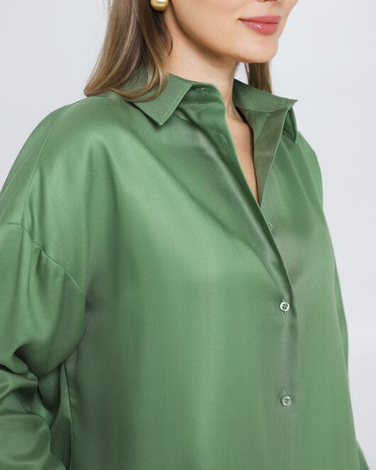 Женская рубашка из тенсела зеленая 8981 от byME 