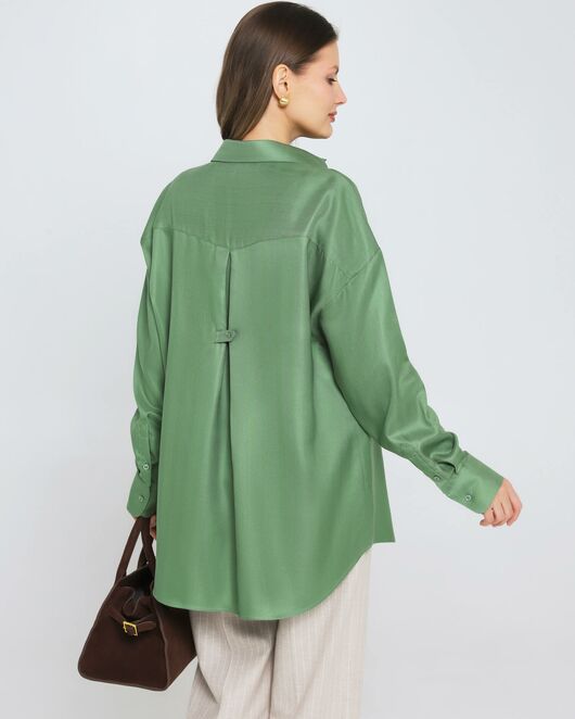 Женская рубашка из тенсела зеленая 8981 от byME 