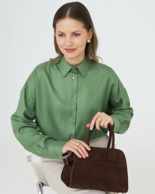 Женская рубашка из тенсела зеленая 8981 от byME 