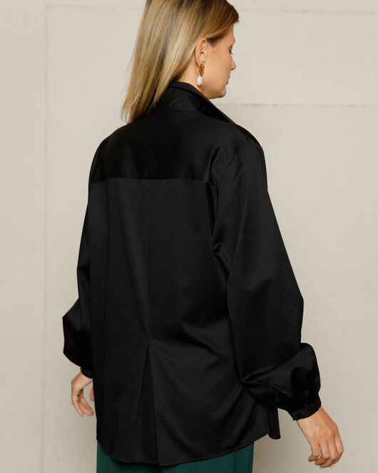 Женская рубашка на запа́х с поясом черная - 8642 от byME 