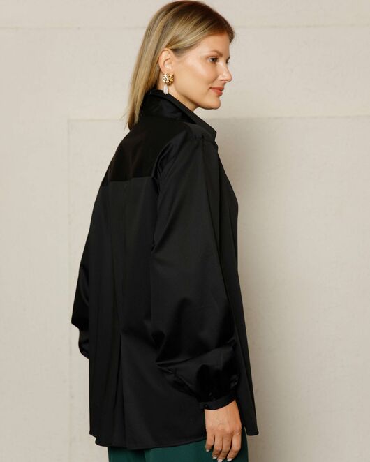 Женская рубашка на запа́х с поясом черная - 8642 от byME 