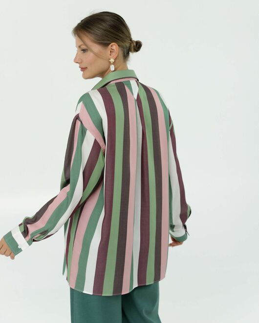 Рубашка из тенсела в полоску  8900 от byME 
