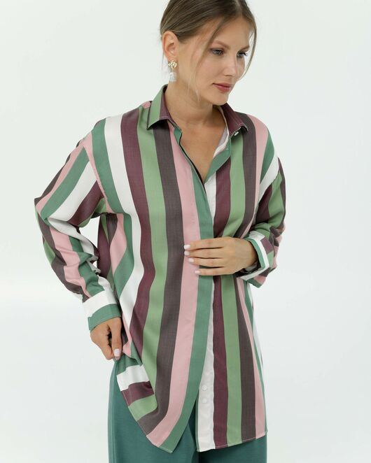 Рубашка из тенсела в полоску  8900 от byME 