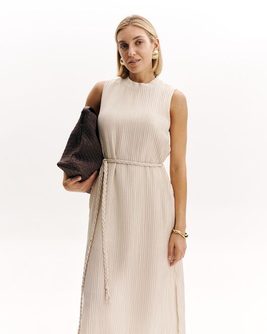 Женское платье из тенсела бежевое-32240 от  