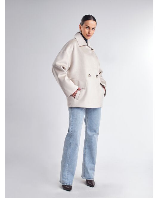 Пальто S055 Ворс цвет слоновая кость от Doroteya 