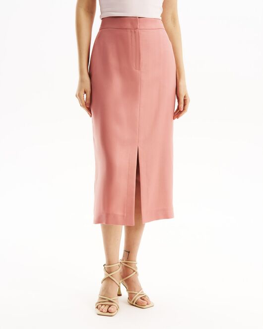 Юбка розовая с разрезом спереди из тенсела SK2-1000 от byME 