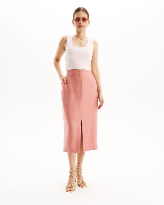 Юбка розовая с разрезом спереди из тенсела SK2-1000 от byME 