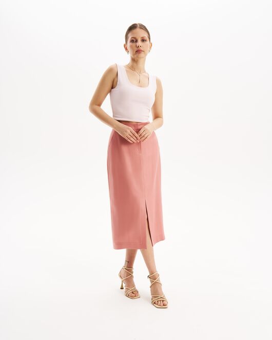 Юбка розовая с разрезом спереди из тенсела SK2-1000 от byME 