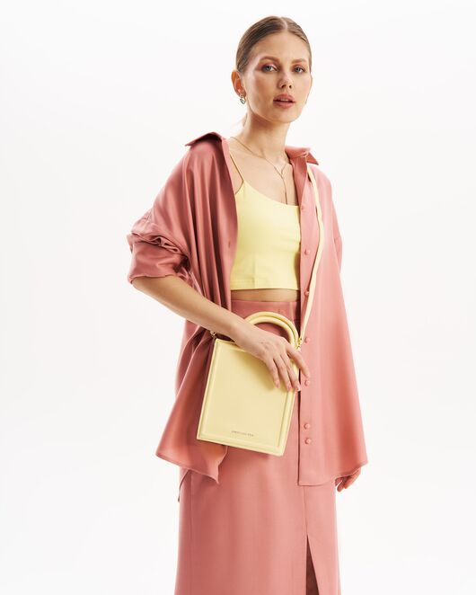 Юбка розовая с разрезом спереди из тенсела SK2-1000 от byME 