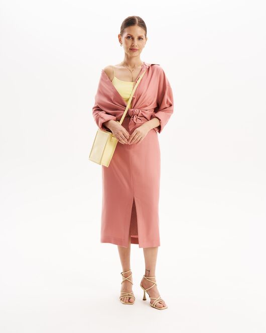 Юбка розовая с разрезом спереди из тенсела SK2-1000 от byME 