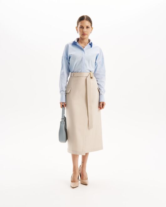 Юбка в серо-бежевом цвете на запах из хлопка SK3-1000 от byME 