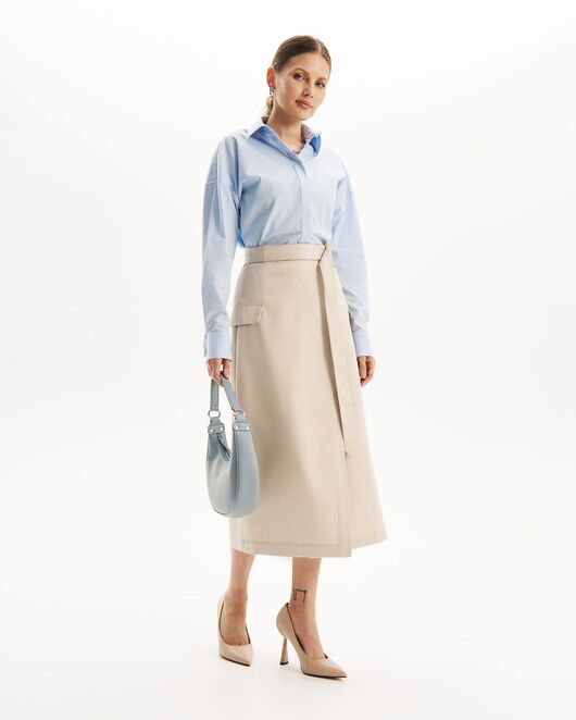 Юбка в серо-бежевом цвете на запах из хлопка SK3-1000 от byME 