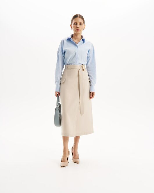 Юбка в серо-бежевом цвете на запах из хлопка SK3-1000 от byME 