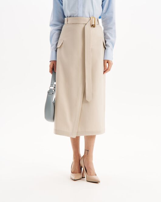 Юбка в серо-бежевом цвете на запах из хлопка SK3-1000 от byME 