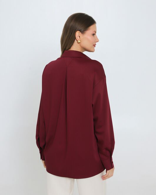 Женская рубашка из бамбука вишневая под пуговицу 8970 от ByME 