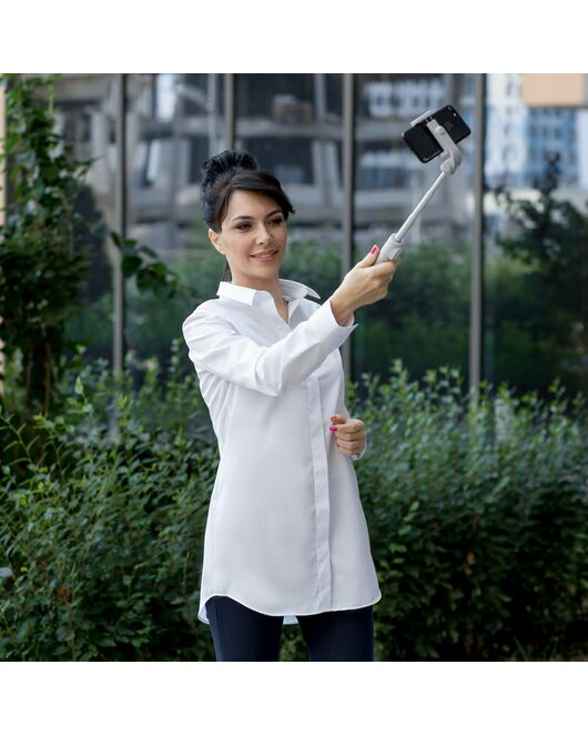 Женская рубашка под пуговицы в белая удлиненная - 7305 от DoubleCuff 