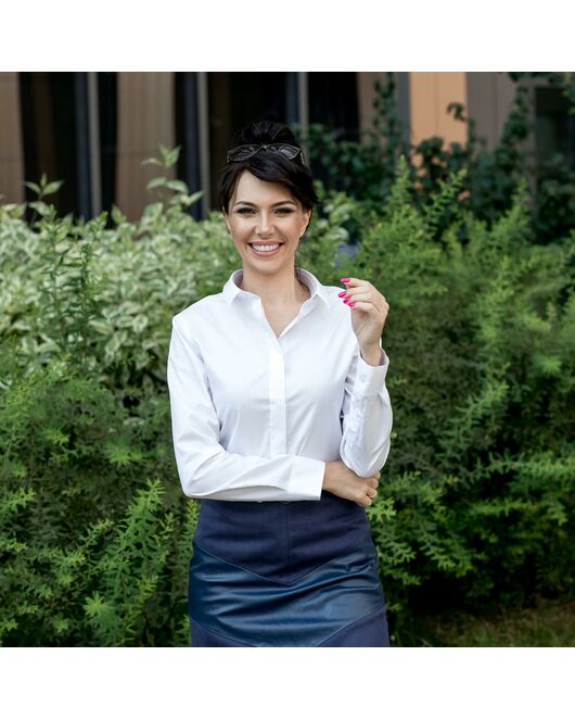 Женская рубашка под пуговицы в белая удлиненная - 7305 от DoubleCuff 