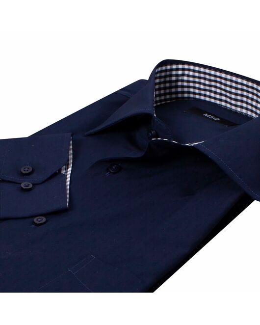 Мужская рубашка темно синяя с отделкой - 7323 от MSQ 