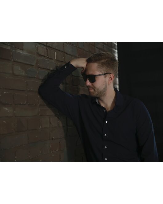 Мужская рубашка темно синяя с отделкой - 7323 от MSQ 