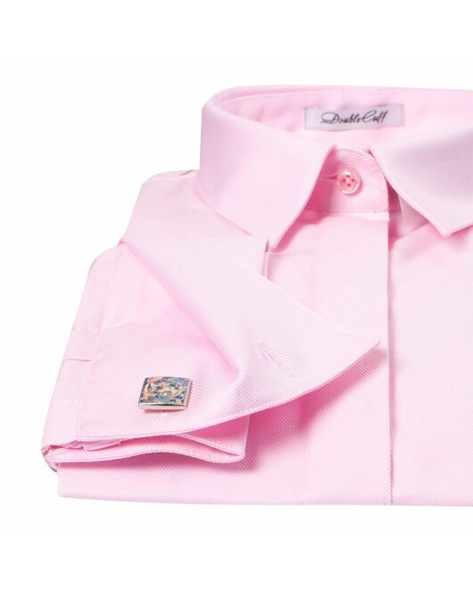 Женская рубашка из хлопка под запонку розовая- 7329 от byME 