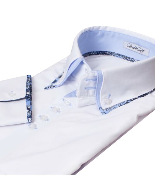 Мужская рубашка с двойным воротником белая - 7336 от DoubleCuff 