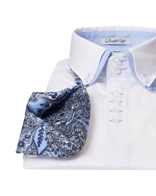 Мужская рубашка с двойным воротником белая - 7336 от DoubleCuff 